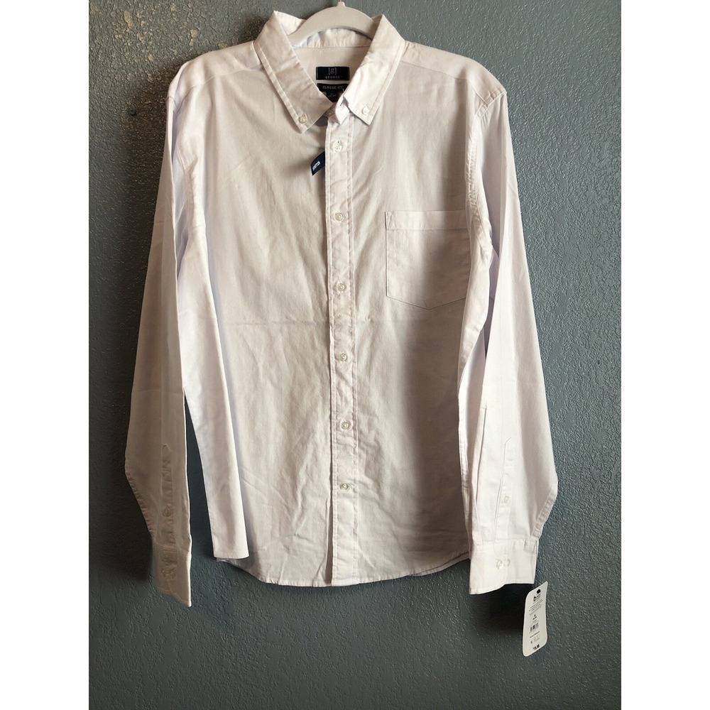 George Mens Dress Shirt‎ XL 46-48 White Long Sleeve Button Down Classic Fit NEW